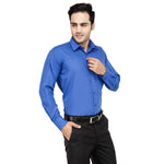 Men's Blue Cotton Long Sleeve Solid Regular Fit Formal Shirt