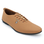 Stylish Peach Synthetic Leather Solid Men's Sneakers