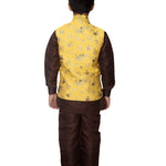 Fab Kid's Cotton Blend Printed Kurta Pyjama with Waist Coat Jacket