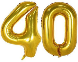 Birthday Party 40 Number Foil Balloon ( Golden Colour )