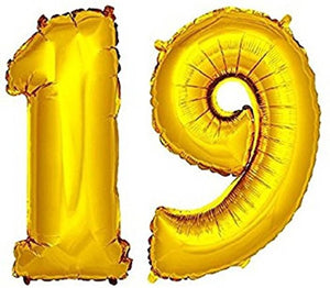 Hover to zoom Birthday Party 19 Number Foil Balloon ( Golden Colour )