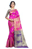 Pink Woven Design Silk Blend Saree With Blouse Piece