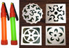 Crazy Sutra Random Design Diwali Rangoli Wooden Stencil Diwali Decoration 12X12 Inch Set Of 4Pc & Rangoli Plastic Kit Pen for Diwali Decoration Set Of 2pc