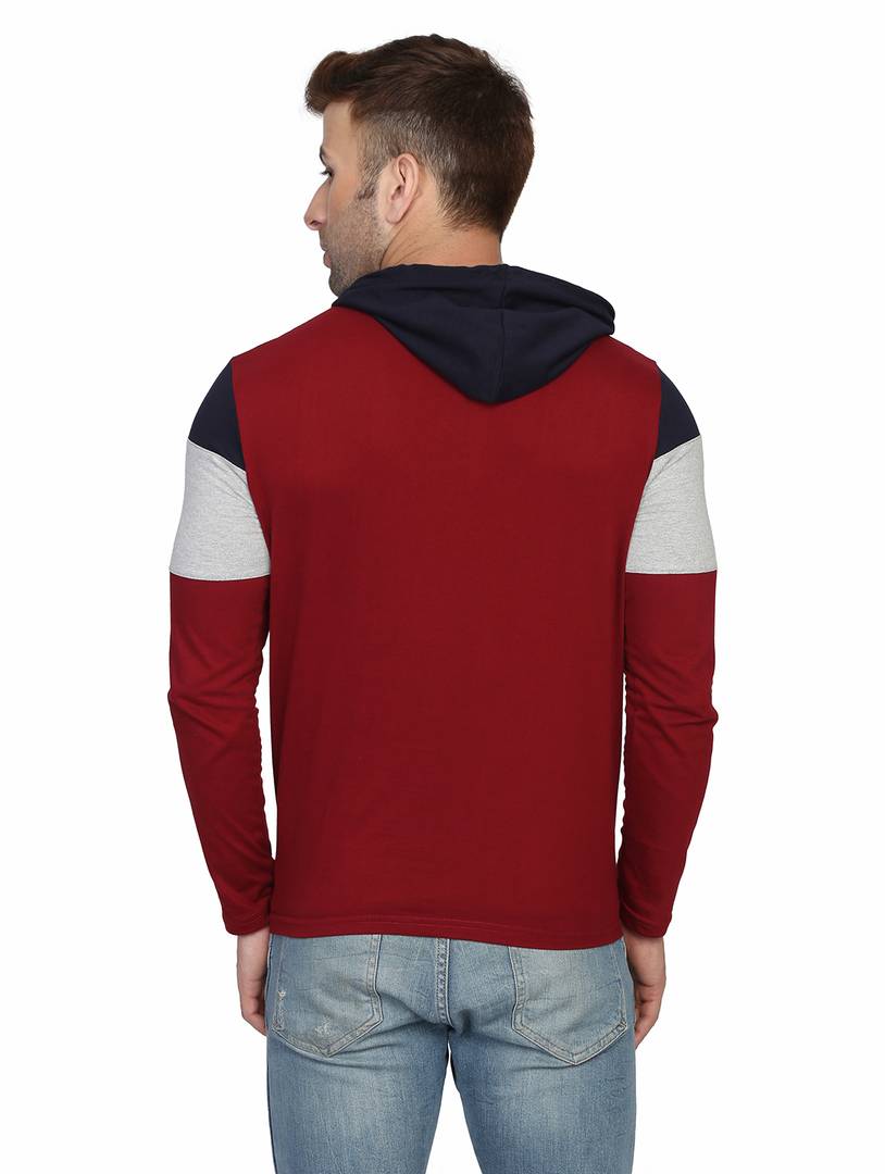 Men's Multicoloured Cotton Colourblocked Hooded Tees