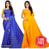 Multicoloured Checked Cotton Silk Saree with Blouse piece