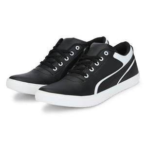 Black & White Lace-Up Self Design Casual Shoes For Men's