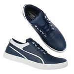 Blue & White Lace-Up Self Design Casual Shoes For Men's