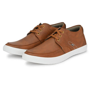 Tan Lace-Up Casual Shoes For Men's