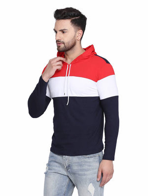 Men's Multicoloured Cotton Colourblocked Hooded Tees