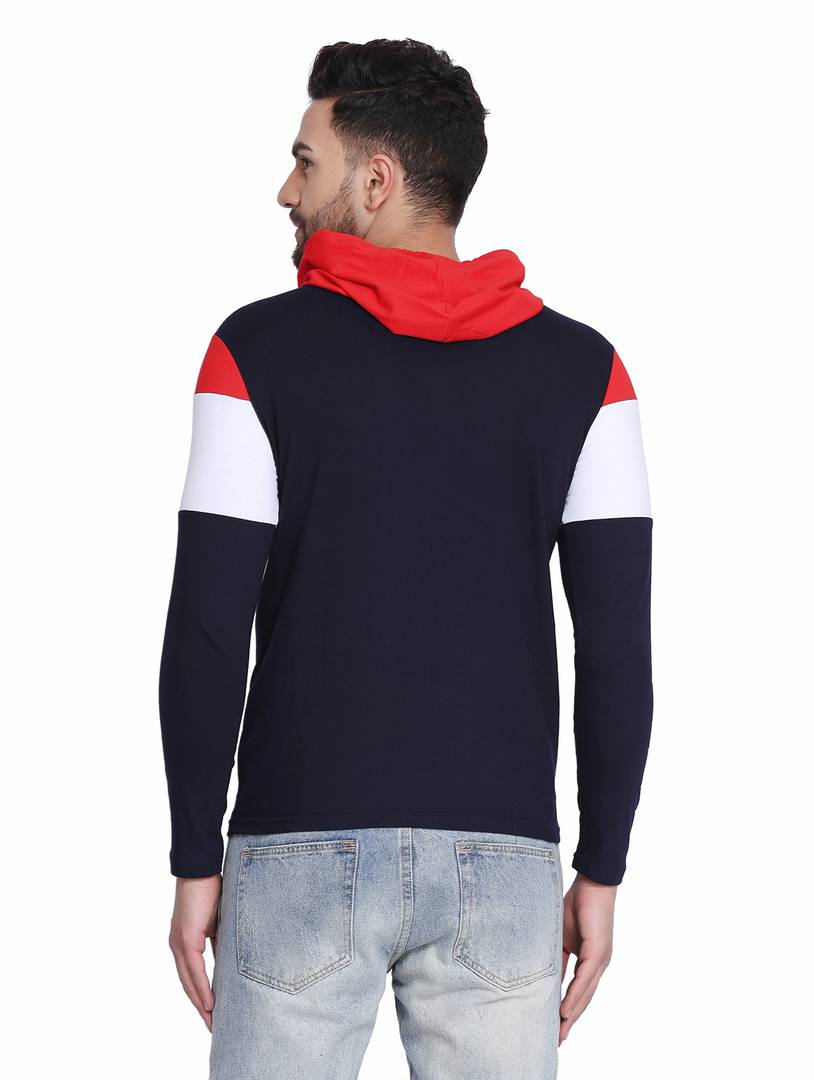 Men's Multicoloured Cotton Colourblocked Hooded Tees