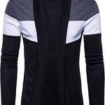 Men's Multicoloured Cotton Long Sleeves Colourblocked Lapel Collar  Cardigan