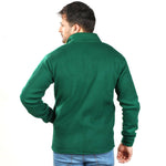 Green Solid Fleece Long Sleeve Jacket for Men's