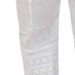 Elite White Embroidered Cotton Women Palazzo