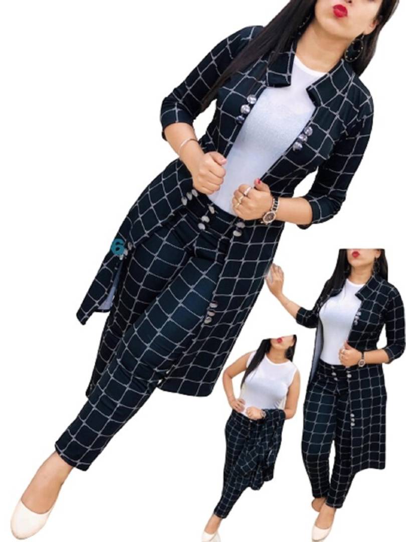 Blended Checked Co-ordinate Two piece Dress with Shrug