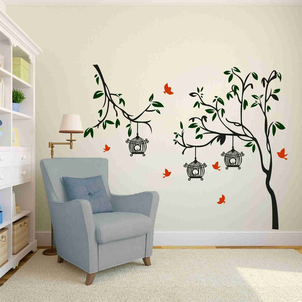 Beautiful Beautiful Tree with Flying Birds Wall Sticker / Wall Decal / Wallpaper