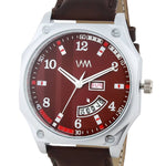 Men's Stylish Maroon Synthetic Leather Analog Watches