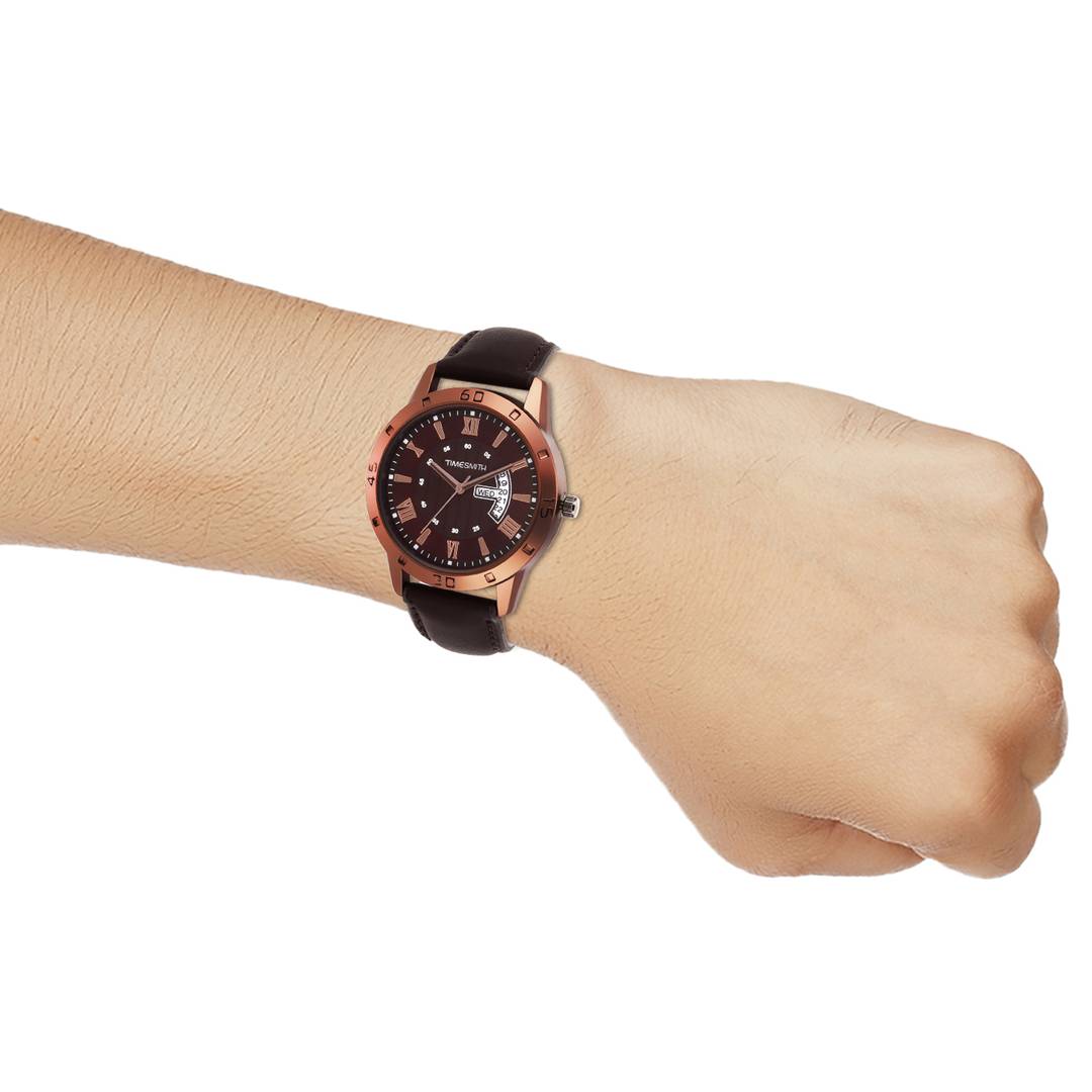 Men's Stylish Brown Synthetic Leather Analog Watches