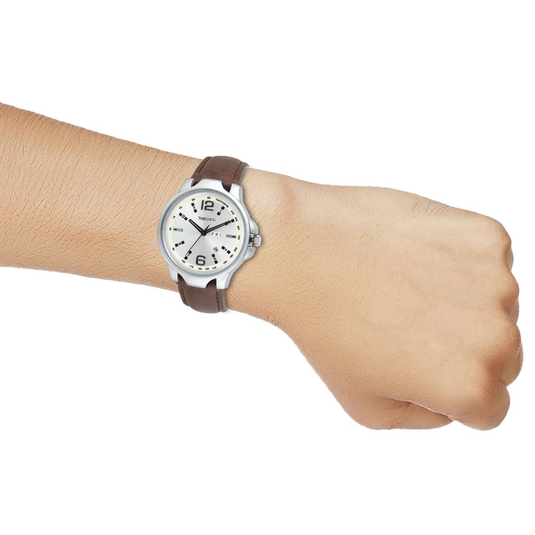 Men's Stylish White Synthetic Leather Analog Watches