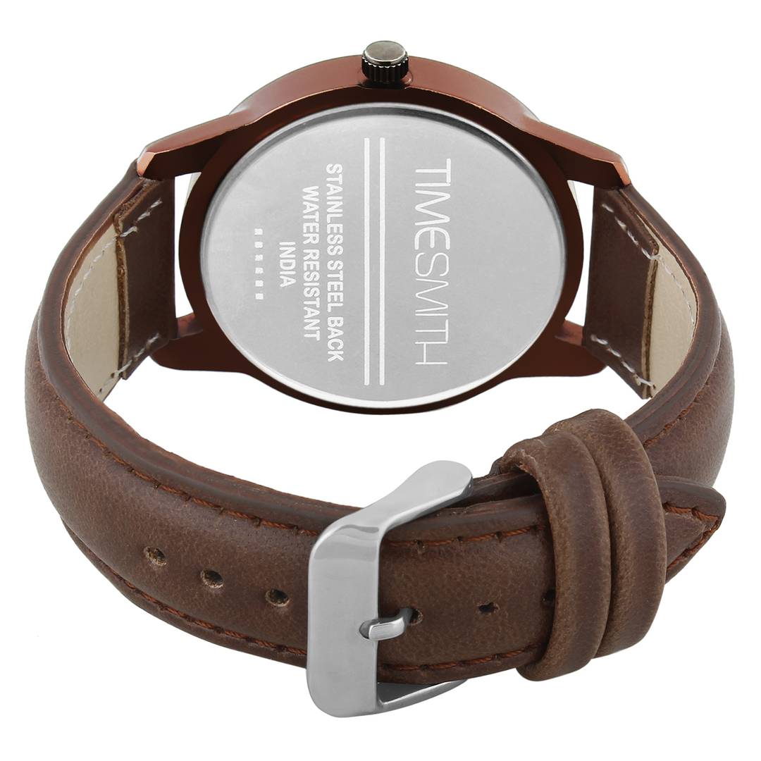 Men's Stylish White Synthetic Leather Analog Watches