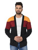 Men's Multicoloured Polycotton Colourblocked Long Sleeves Cardigan