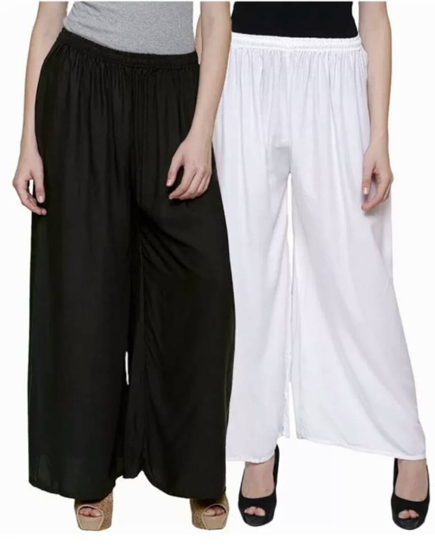 Trendy Rayon Solid Palazzos Pack Of 2