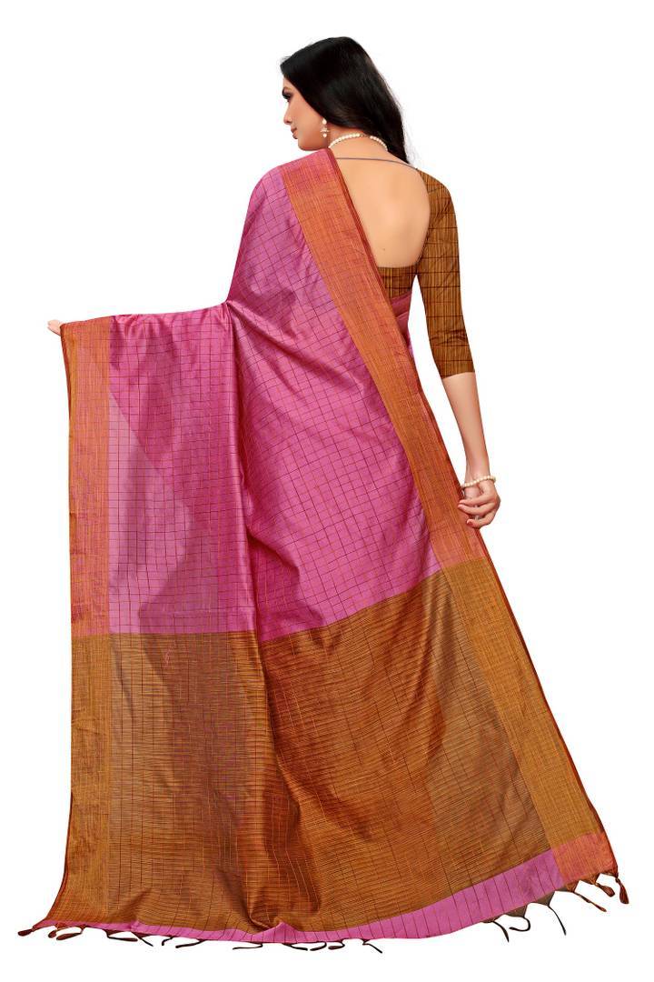 Pink Cotton Silk Saree with Blouse piece
