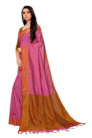 Pink Cotton Silk Saree with Blouse piece