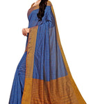 Blue Cotton Silk Saree with Blouse piece