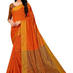 Orange Cotton Silk Saree with Blouse piece