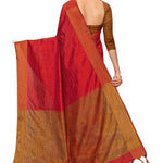 Red Cotton Silk Saree with Blouse piece