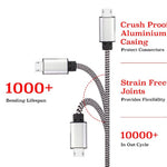 Braided Tough Micro USB Data Cable with Fast Charging up to 2.4A for All Mobile Devices and Tablets (Silver , 1 m/3.3 feet)