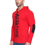 Men's Red Cotton Printed Hooded Tees