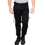 Men's Black Solid Cotton Dori Style Cargo Pants