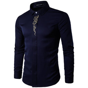 Men's Blue Cotton Blend Self Pattern Long Sleeves Slim Fit Casual Shirt