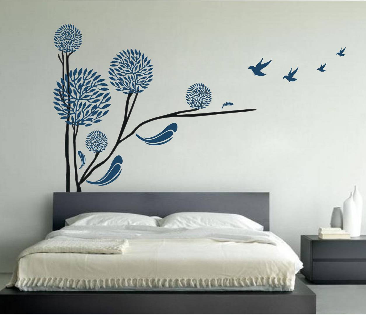 Beautiful Blue Tree Wall Stickers
