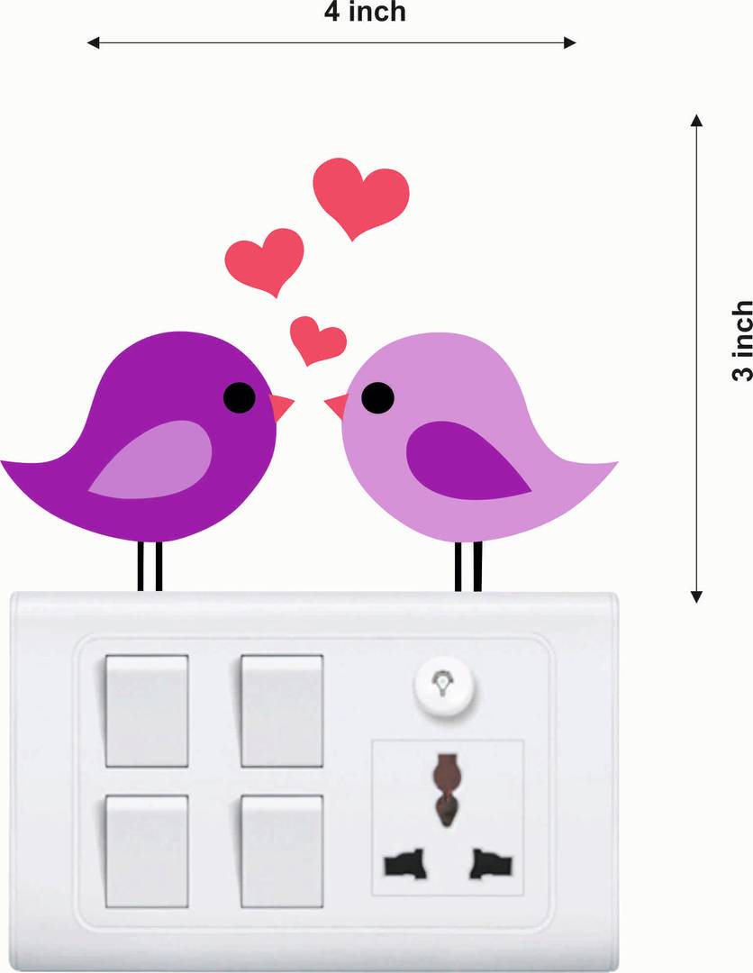 Colourful Loving Bird Switch Board Wall Sticker