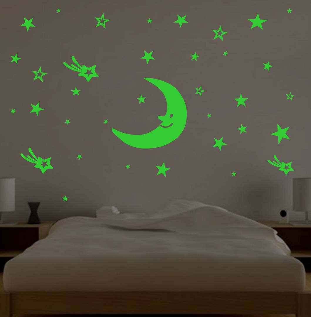 Moon Night Glow - Radium Glow in The Dark - Night Glowing Wall Stickers