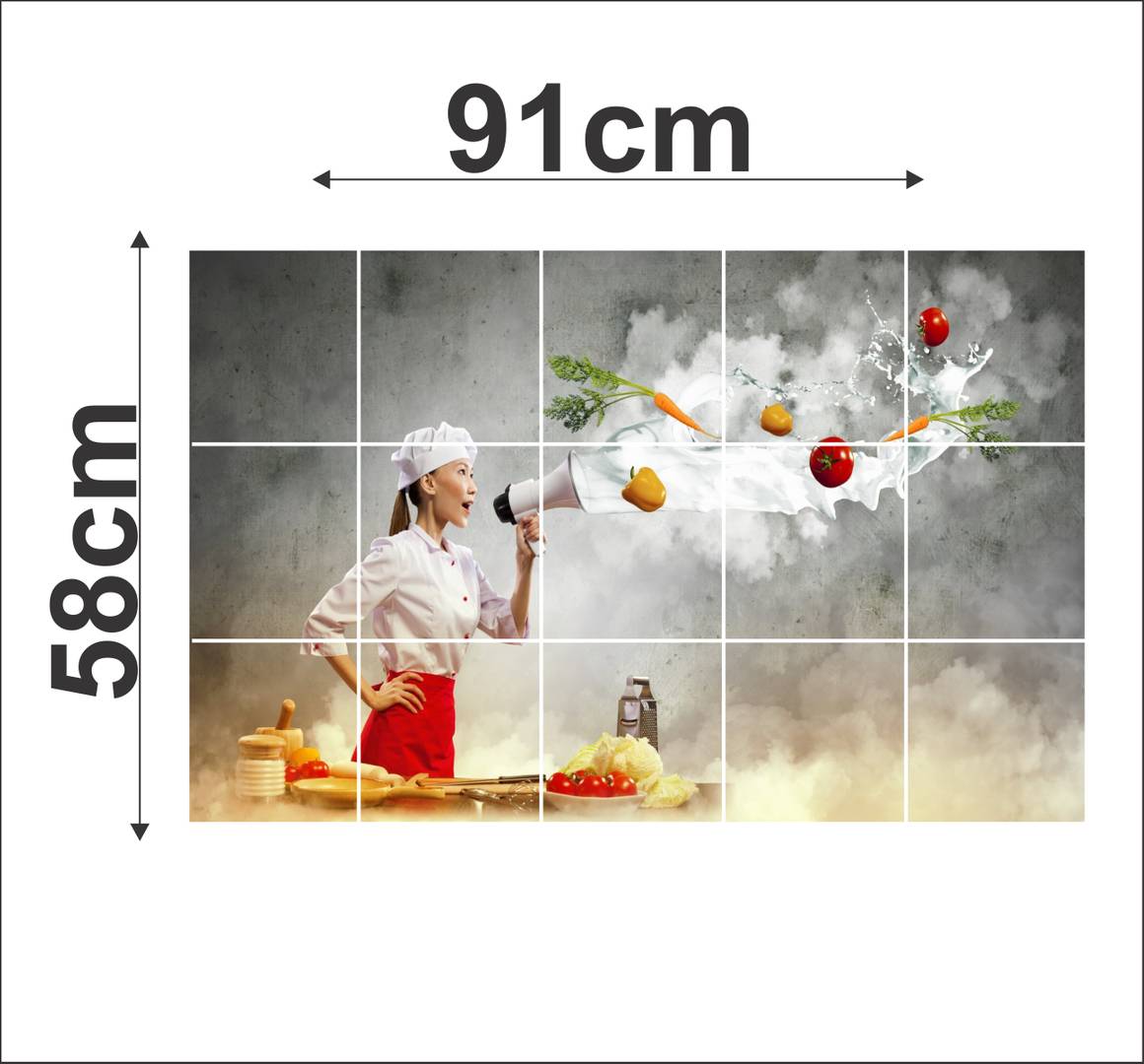 Waterproof Kitchen Abstract Decorative Wallpaper/Wall Sticker Multicolour - Kitchen Wall Coverings Area ( 58Cm X 91Cm )