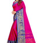 Pink Cotton Silk Jacquard Saree with Blouse piece