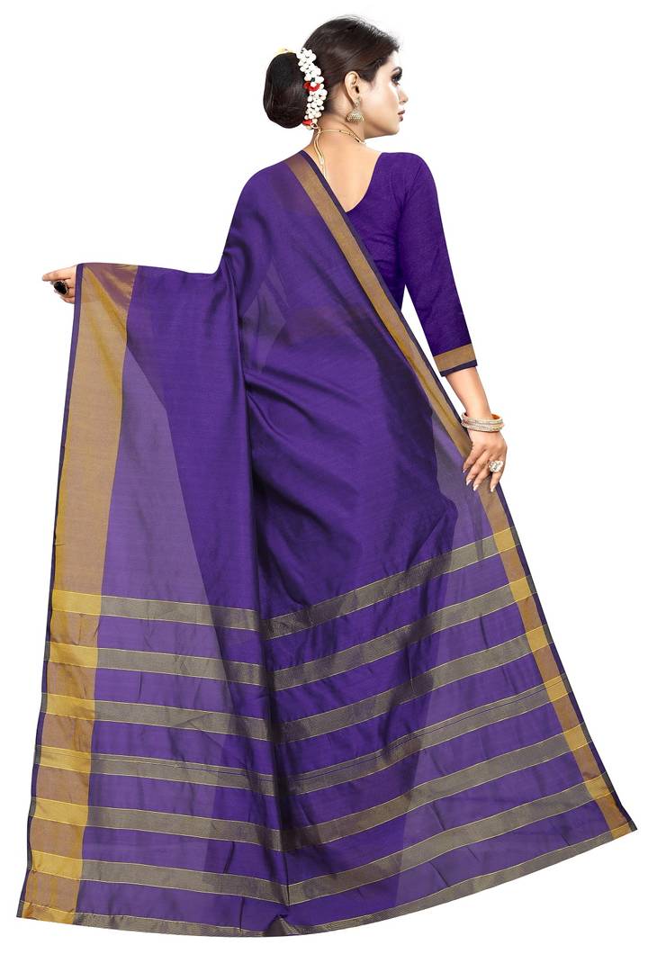 Multicoloured Cotton Silk Woven Design Saree with Blouse piece
