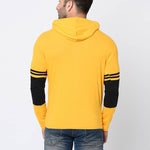 Men's Yellow Cotton Self Pattern Hooded Tees