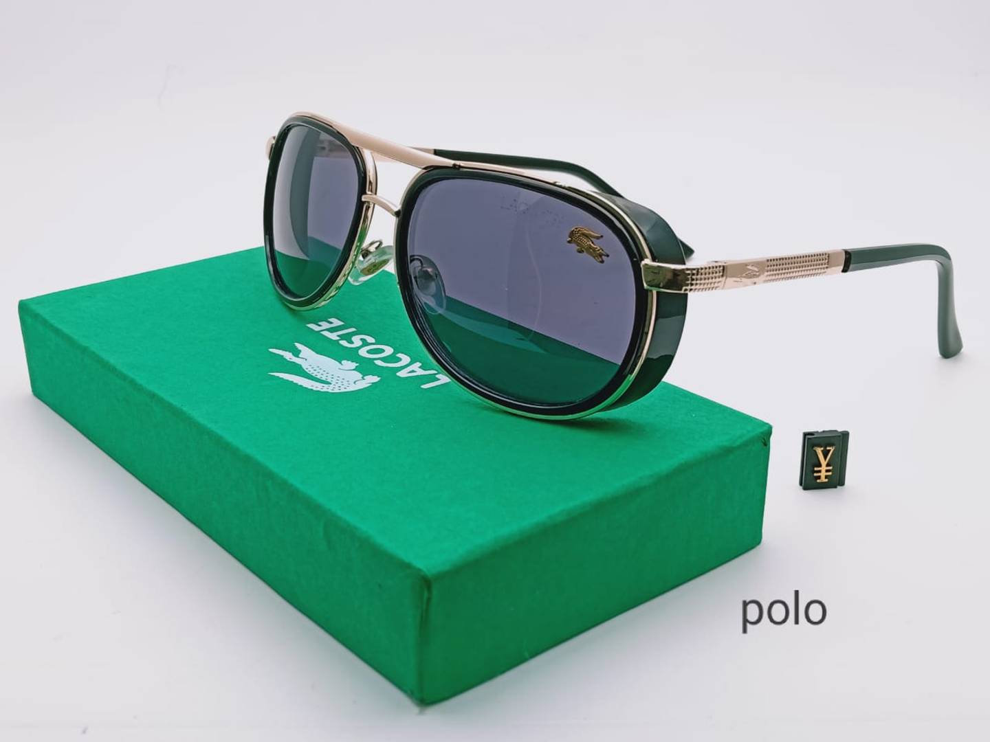 Fancy Black Polycarbonate Lens To Gold Frame Branded For Men's & Women's 7A Quality With Box Packing Sunglasses