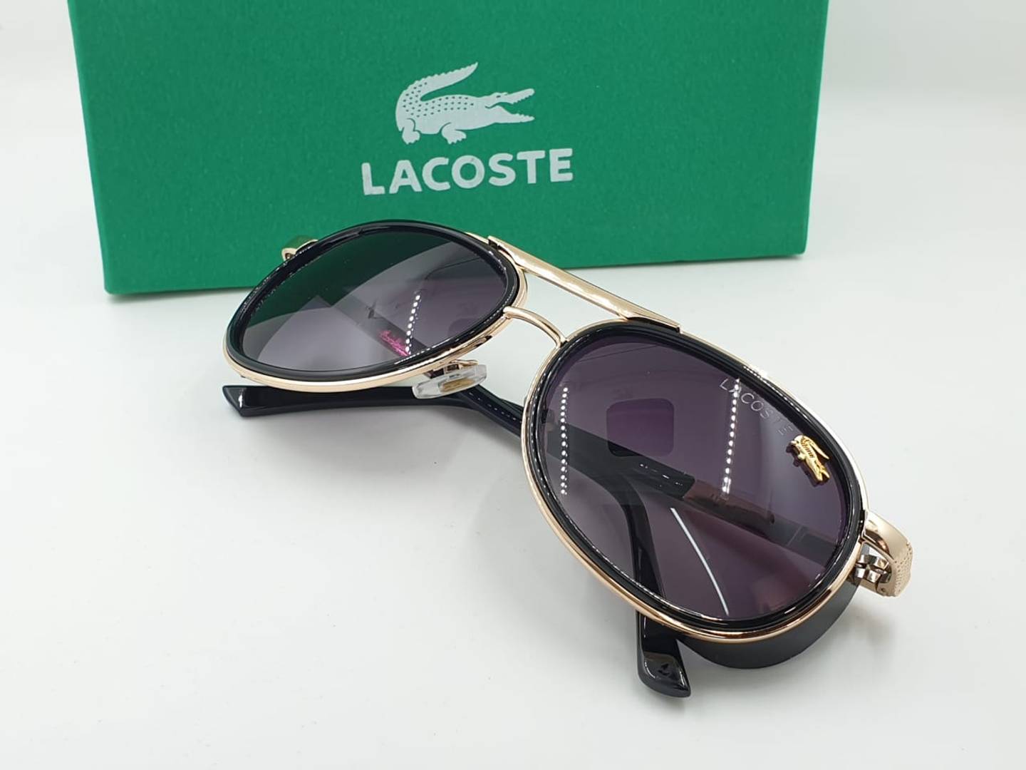 Fancy Black Polycarbonate Lens To Gold Frame Branded For Men's & Women's 7A Quality With Box Packing Sunglasses