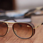 Fancy Brown D.C Polycarbonate Lens To Gold Frame Branded For Men's & Women's 7A Quality With Box Packing Sunglasses