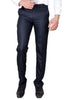 Men's Blue Polyester Blend Solid Mid-Rise Formal Trouser