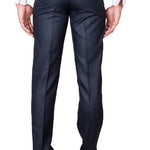 Men's Blue Polyester Blend Solid Mid-Rise Formal Trouser