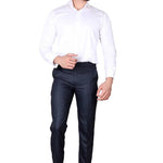 Men's Blue Polyester Blend Solid Mid-Rise Formal Trouser