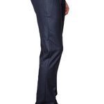 Men's Blue Polyester Blend Solid Mid-Rise Formal Trouser