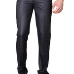 Men's Grey Polyester Blend Solid Mid-Rise Formal Trouser