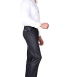Men's Grey Polyester Blend Solid Mid-Rise Formal Trouser